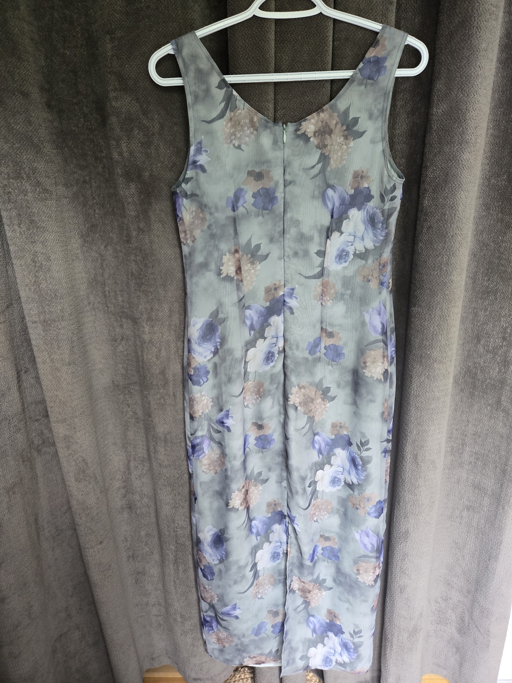 Vintage 90s Scoop-Neck Floral Maxi Dress Sage Blue Whimsigoth Grunge Gothic S/M - Picture 16 of 16
